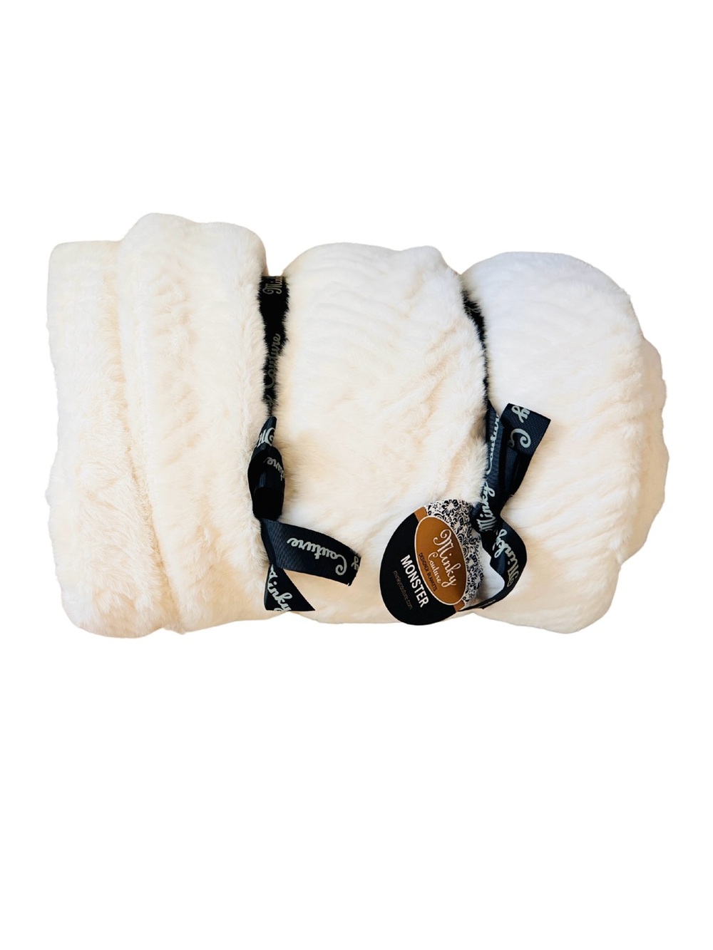 NWT Minky Couture Plush Cream Luxury Throw Blanket - Monster